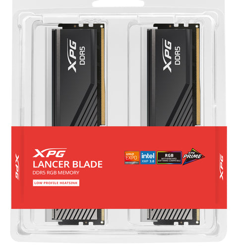 Adata AX5U6000C3016G-DTLABRBK - XPG Lancer Blade 32GB (2*16GB) DDR5-6000 DIMM Black RGB Lifetime CL30