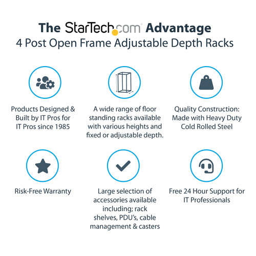 StarTech.com 4POSTRACK18U - Rack - 18U Open Frame - 22-40 in. Depth