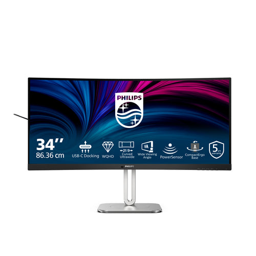 34B2U5600C/75 - PHILIPS 34B2U5600C/75 34" 21:9 CURVE WQHD, HDMI,DP,USB-C,RJ45,SPKR,H/ADJ,4YR
