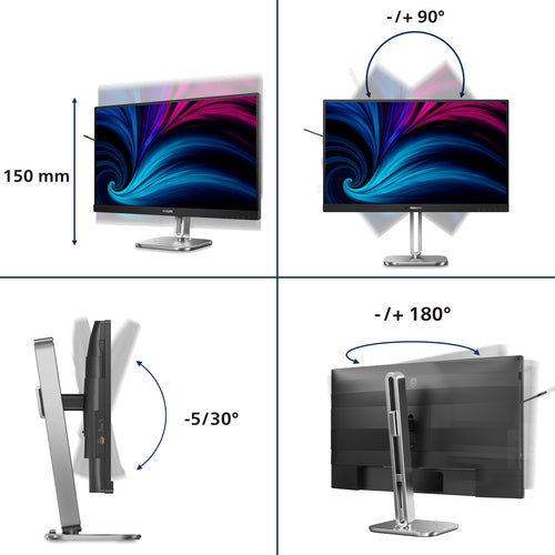 27B2N4500/75 - PHILIPS 27B2N4500/75 27" 16:9 2K QHD IPS LED 120HZ, 4MS, HDMI, DP, USB-C, SPK, H/ADJ, 4YR