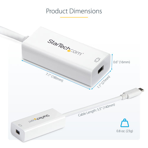 StarTech.com CDP2MDP - USB-C to Mini DisplayPort Adapter - 4K60