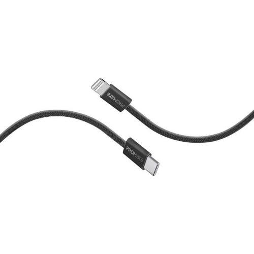 ECOLINE-CI120-BK - PROMATE ECOLINE-CI120-BK - 1.2m 27W PD USB-C to Lightning Connector Cable. Fabric Braided Cable