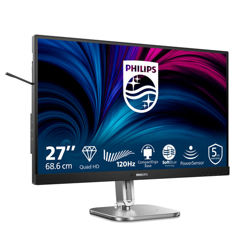 27B2N4500/75 - PHILIPS 27B2N4500/75 27" 16:9 2K QHD IPS LED 120HZ, 4MS, HDMI, DP, USB-C, SPK, H/ADJ, 4YR