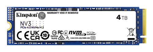SNV3S/4000G - KINGSTON 4TB NV3 M.2 PCIE 4.0 NVME SSD R/W 6000/5000 MB/s