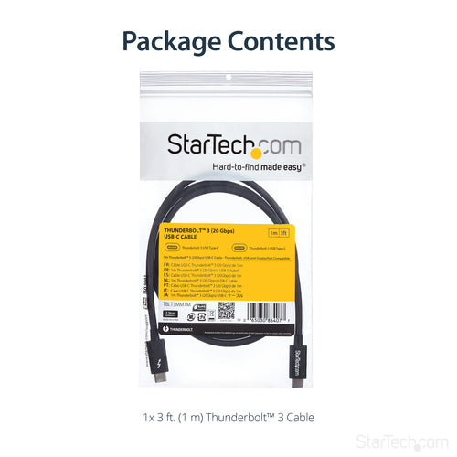 StarTech.com TBLT3MM1M - 1m Thunderbolt 3 (20Gbps) USB-C Cable -
