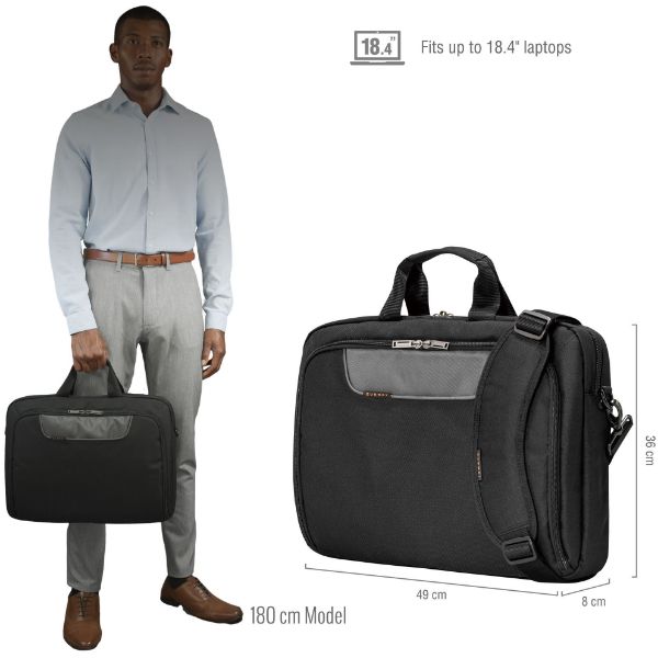 EVERKI EKB407NCH18 - Advance Briefcase 18.4'' Separate Zippered Accessory Front stash pocket