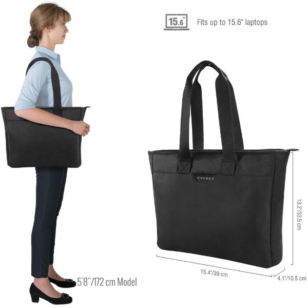 EVERKI EKB418 - Business Slim Tote Bag w/ Padded Pocket. Fits up to 15.6 Laptops. Trolley Handle Pass