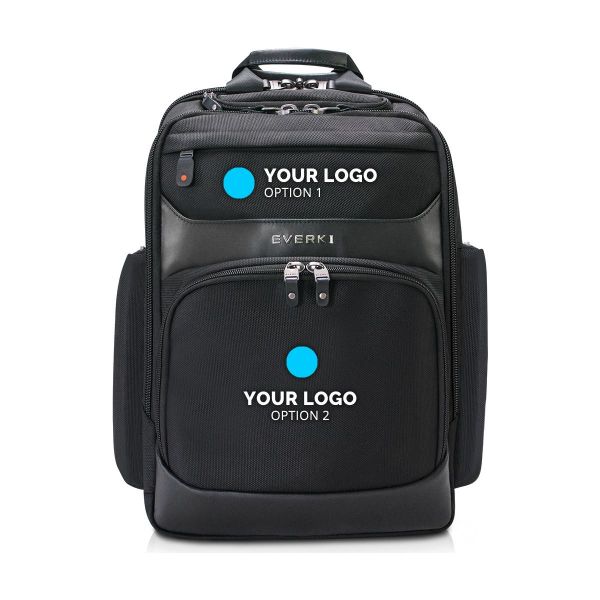 EKP132-EMB - EVERKI Onyx Laptop Backpack with Embroidered Logo. Hard-Shell Quick-Access - MOQ 15pcs