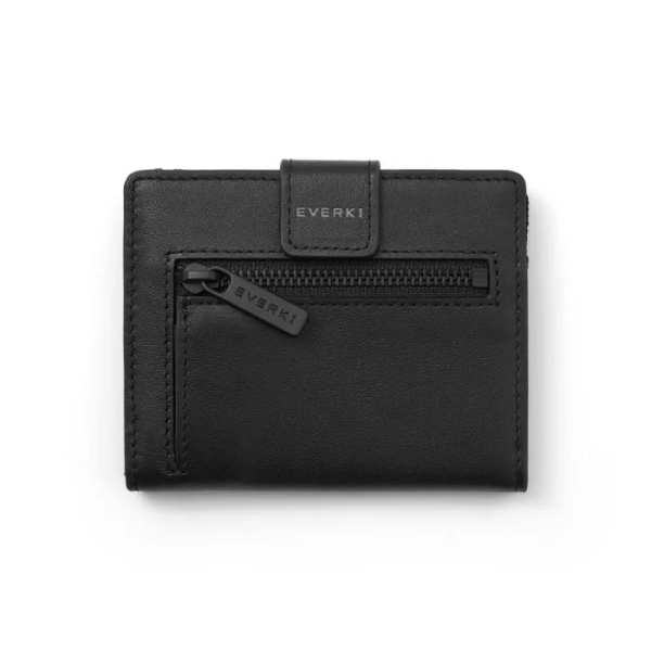 EVERKI EKW200 - Leather RFID Blocking Wallet for Cards Coins & Bills Black Securely Holds 6-8 Cards Fast