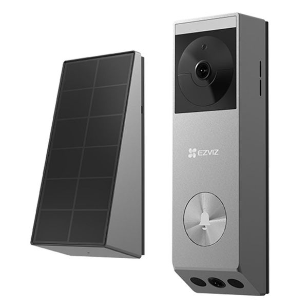 EP3XPRO - EZVIZ Video Doorbell with Built-in Battery & Solar Panel. Dual Lenses, Human Motion Detection, 32GB Storage, Colour Night Vision, 2-Way Talk, Weatherproof, Anti-tamper Alarm