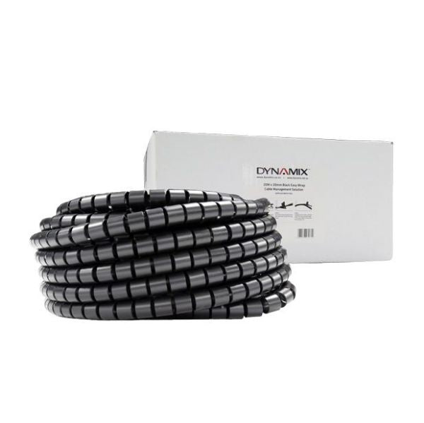 DYNAMIX EW-2020 - 20mx20mm Easy Wrap - Cable Management Solution Bulk Colour Black. Applicator