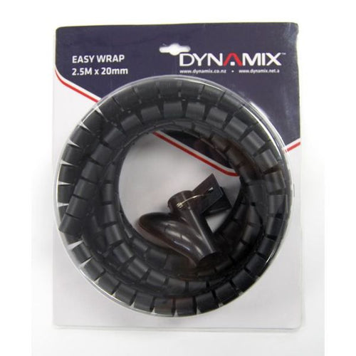 EW-20R - DYNAMIX EW-20R - 2.5mx20mm Easy Wrap - Cable Management Solution Blister Retail Packaging Black
