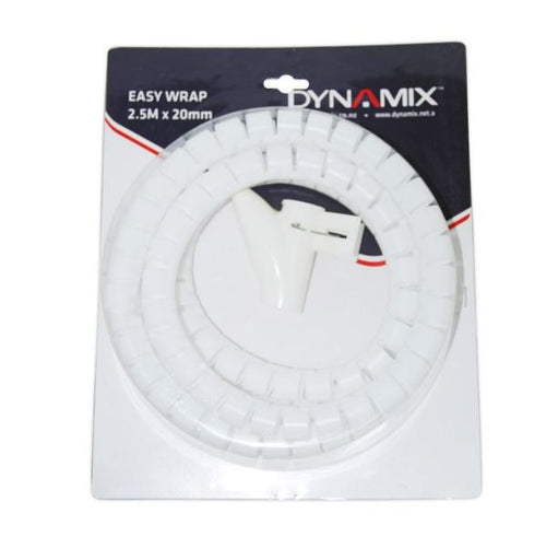 EW-20RW - DYNAMIX EW-20RW - 2.5mx20mm Easy Wrap - Cable Management Solution Blister Retail Packaging White