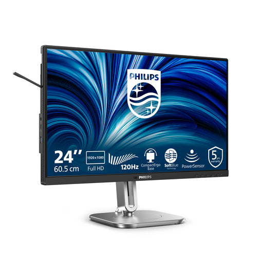 24B2N4200/75 - PHILIPS 24B2N4200/75 23.8" 16:9 1080P FHD IPS LED 120HZ,4MS,VGA,HDMI,DP,H/ADJ,SPKR,4YR
