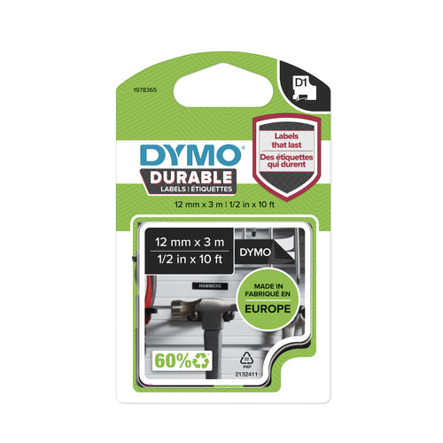 1978365 - Dymo D1 Wht on Blk 12mm x 3m
