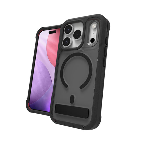 ZAGG Rainier Snap Kickstand + Camera Control Button Case, Apple 17 Pro, Smoke Black (CC)