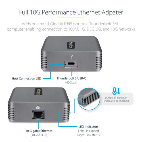 TB310G2 - STARTECH.COM THUNDERBOLT 3 TO ETHERNET ADAPTER 10G, THUNDERBOLT TO RJ45/NIC 2 YR