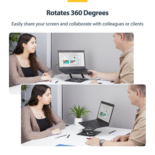 STARTECH.COM ROTATING LAPTOP STAND, 360 SWIVEL, ERGONOMIC DESK RISER, 5 YR