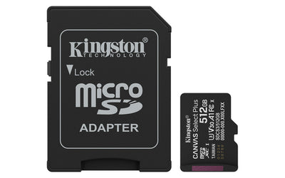 SDCS3/512GB - KINGSTON 512GB MICROSDXC CANVAS SELECT PLUS GEN3 150MB/S A1 CARD + ADAPTER