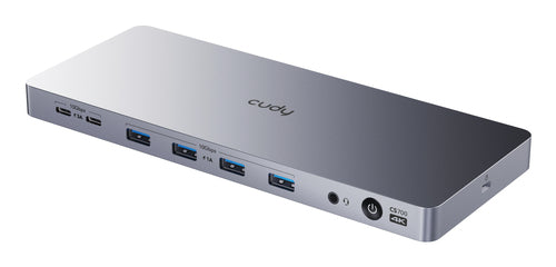 CUDY CS700 - 13-in-1 Multi-port 10Gbps Slim USB-C Dual 4k Docking Station 150W PSU. Inc 2x DP 1.2 2x