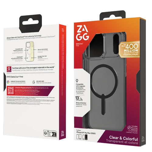 ZAGG Santa Cruz Snap Case, Apple iPhone Pro Max, MidnightBlack (v1) - iPhone 17 Pro Max