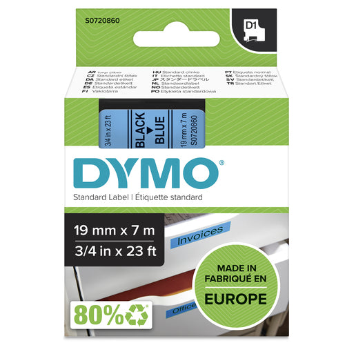 S0720860 - Dymo Blk on Blue 19mmx7m Tape