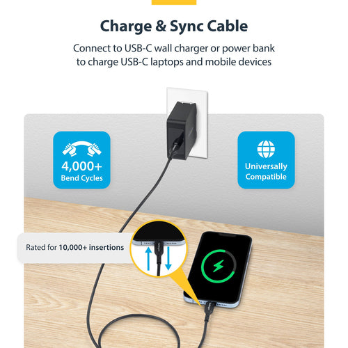 USB2CC1MNC2PK - STARTECH.COM 1M USB-C CHARGING CABLE 2-PACK, USB C CABLE, 60W 3A PD, LTW