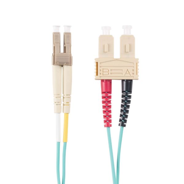 DYNAMIX FL-LCSC50-15 - 15M 50u LC/SC OM3 Fibre Lead Duplex Multimode Aqua LSZH Jacket