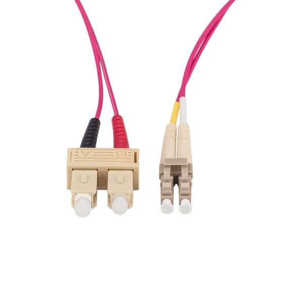 DYNAMIX FL-LCSCOM4-1 - 1M 50u LC/SC OM4 Fibre Lead Duplex Multimode Raspberry Pink LSZH Jacket