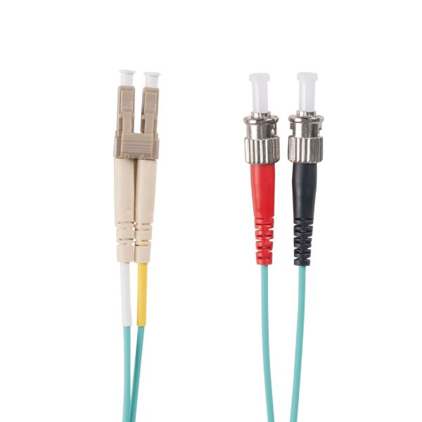 DYNAMIX FL-LCST50-0 - 0.5M 50u LC/ST OM3 Fibre Lead Duplex Multimode Aqua LSZH Jacket