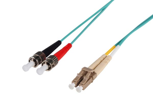DYNAMIX FL-LCST50-3 - 50u LC/ST OM3 Fibre Lead Duplex Multimode Aqua LSZH Jacket
