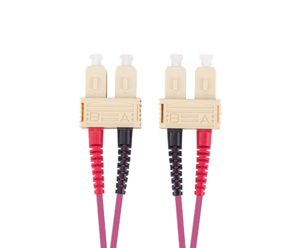 DYNAMIX FL-SCSCOM4-20 - 20M 50u SC/SC OM4 Fibre Lead Duplex Multimode Raspberry Pink LSZH Jacket