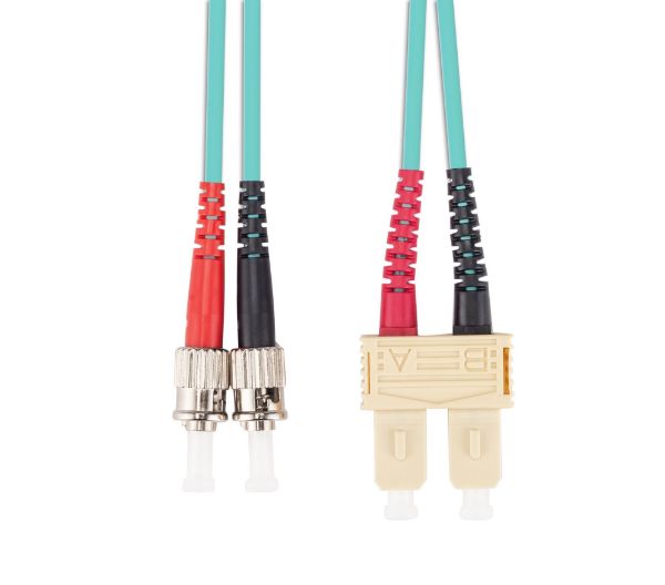 DYNAMIX FL-SCST50-0 - 0.5M 50u SC/ST OM3 Fibre Lead Duplex Multimode Aqua LSZH Jacket