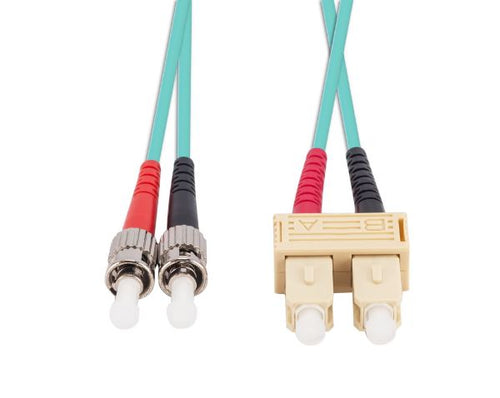 DYNAMIX FL-SCST50-10 - 10M 50u SC/ST OM3 Fibre Lead Duplex Multimode Aqua LSZH Jacket