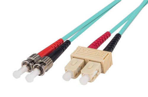 DYNAMIX FL-SCST50-30 - 30M 50u SC/ST OM3 Fibre Lead Duplex Multimode Aqua LSZH Jacket