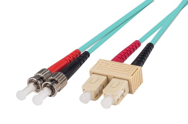 DYNAMIX FL-SCST50-5 - 5M 50u SC/ST OM3 Fibre Lead Duplex Multimode Aqua LSZH Jacket