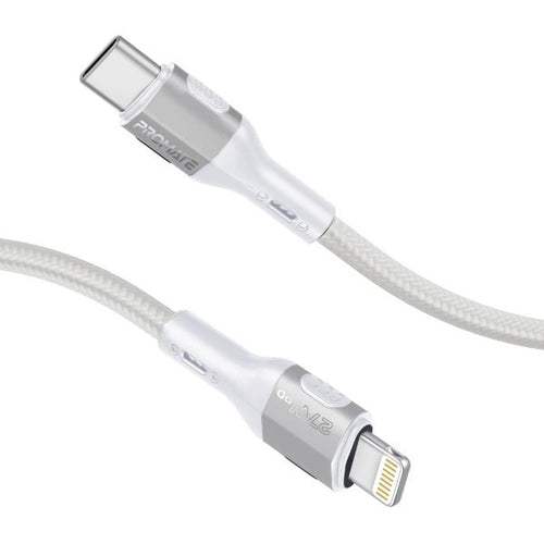 FLETCHLINK-CI-GR - PROMATE FLETCHLINK-CI-GR - 1.2m 27W PD USB-C to Lightning Tough-Built Cable. Supports up to 480Mbps Slim