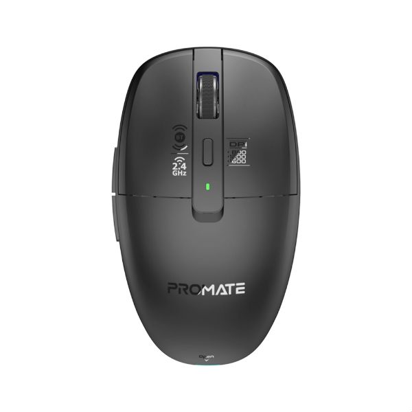 FLIXI-BLK - PROMATE Dual-Mode Wireless Mouse with Rechargeable Battery. 2.4G & BT Connect