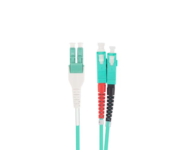 DYNAMIX FLUB-LCSC1 - 1M LC to SC OM3 Uniboot Elite Low-loss 50u 3mm MM Duplex Fibre Lead Aqua LSZH Jacket
