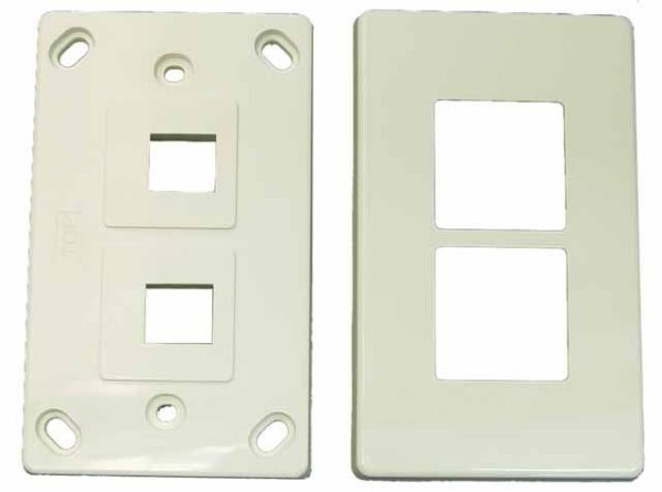 DYNAMIX FP-2KS - Dual Port RJ45 Keystone Face Plate 2 Piece Horizontal Mount