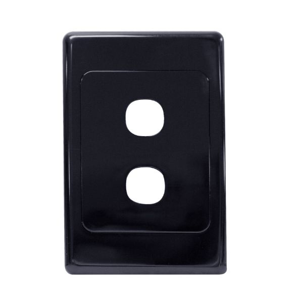 AMDEX FP-2PV2-BK - Switch Plate ONLY. 2 Gang Wall Face Plate Accepts Clipsal Style Mechs Black