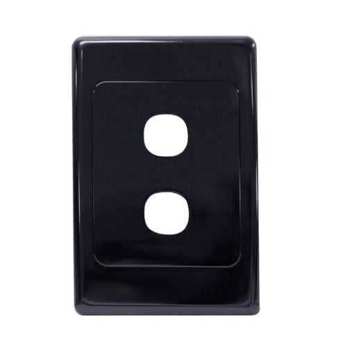 AMDEX FP-2PV2-BK - Switch Plate ONLY. 2 Gang Wall Face Plate Accepts Clipsal Style Mechs Black