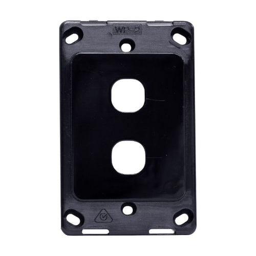 AMDEX FP-2PV2-BK - Switch Plate ONLY. 2 Gang Wall Face Plate Accepts Clipsal Style Mechs Black