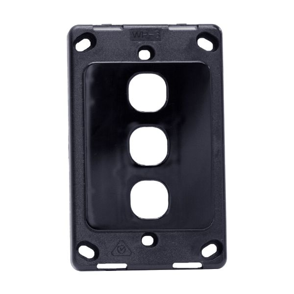 AMDEX FP-3PV2-BK - Switch Plate ONLY. 3 Gang Wall Face Plate Accepts Clipsal Style Mechs Black