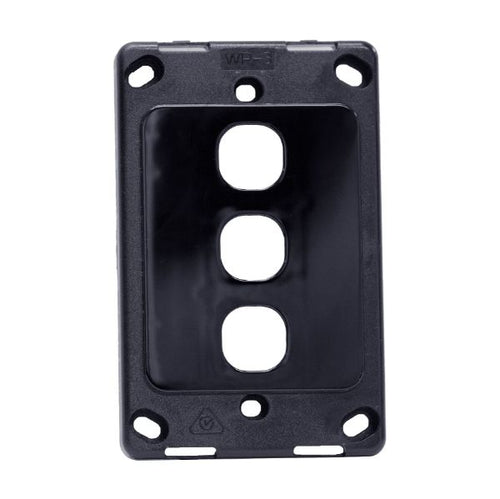 AMDEX FP-3PV2-BK - Switch Plate ONLY. 3 Gang Wall Face Plate Accepts Clipsal Style Mechs Black