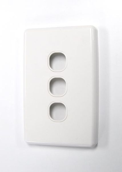 AMDEX FP-3PV3 - Switch Plate ONLY. 3 Gang WPC Series Wall Face Cover Plate. (Accepts Clipsal Style
