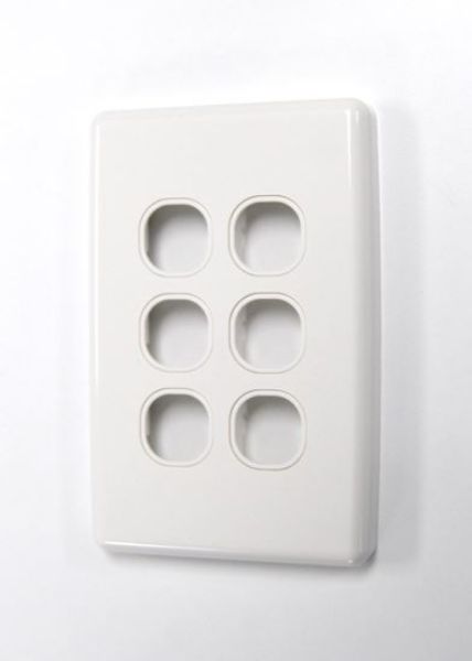FP-6PV3 - AMDEX FP-6PV3 - Switch Plate ONLY. 6 Gang WPC Series Wall Face Cover Plate. (Accepts Clipsal Style