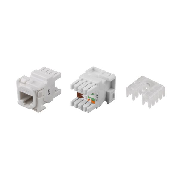 DYNAMIX FP-C6-005V2WH - Cat6 UTP Style RJ45 Slimline Jack T568A Wiring 180 Jack White
