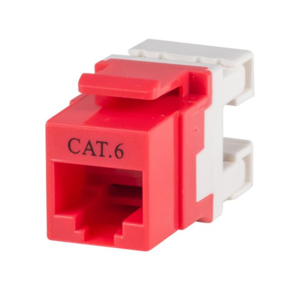 DYNAMIX FP-C6-RED - Cat6 Res Keystone RJ45 Jack for 110 Face Plate T568A/T568B Wiring 180 Slimline Jack