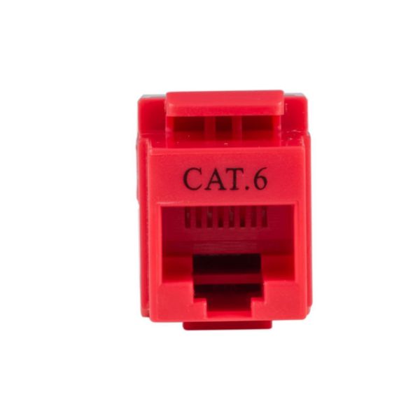 DYNAMIX FP-C6-RED - Cat6 Res Keystone RJ45 Jack for 110 Face Plate T568A/T568B Wiring 180 Slimline Jack